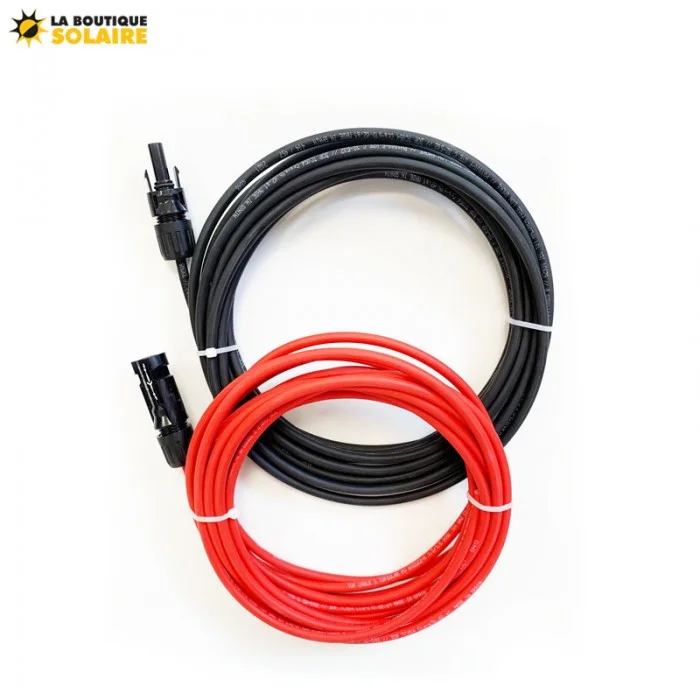 Câble de rallonge - Des deux côtés - Câble solaire - Rouge/noir