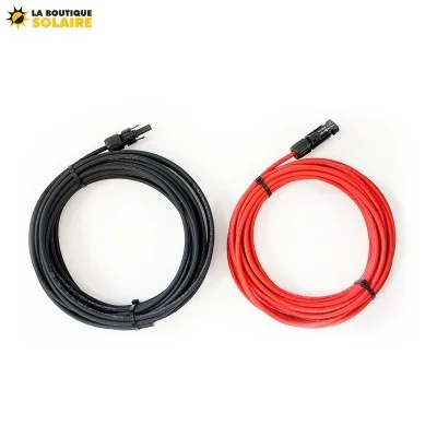 Câble de rallonge - Des deux côtés - Câble solaire - Rouge/noir - 6 mm² -  Avec connecteur solaire monté - 1 à 50 m (2 x 5 m) : : High-Tech