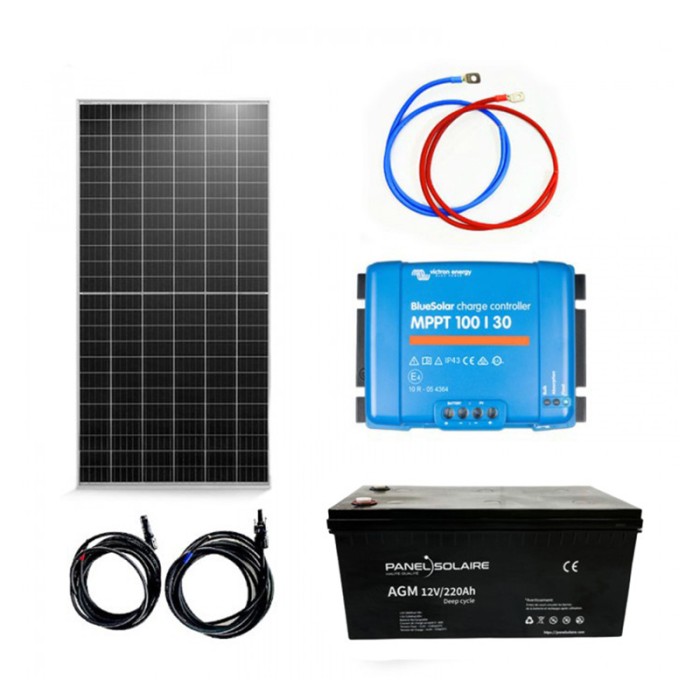 Kit Solaire Autoconsommation 380w Avec Batterie AGM 200Ah Panel Solaire