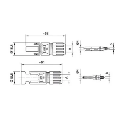 Paire de connecteurs MC4 pour câble en 4mm2 à 6mm2 - LaBoutique